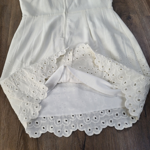 Row A Embroidered Eyelet Linen Blend Mini Dress Size XL Ivory Party Cocktail - Picture 8 of 8